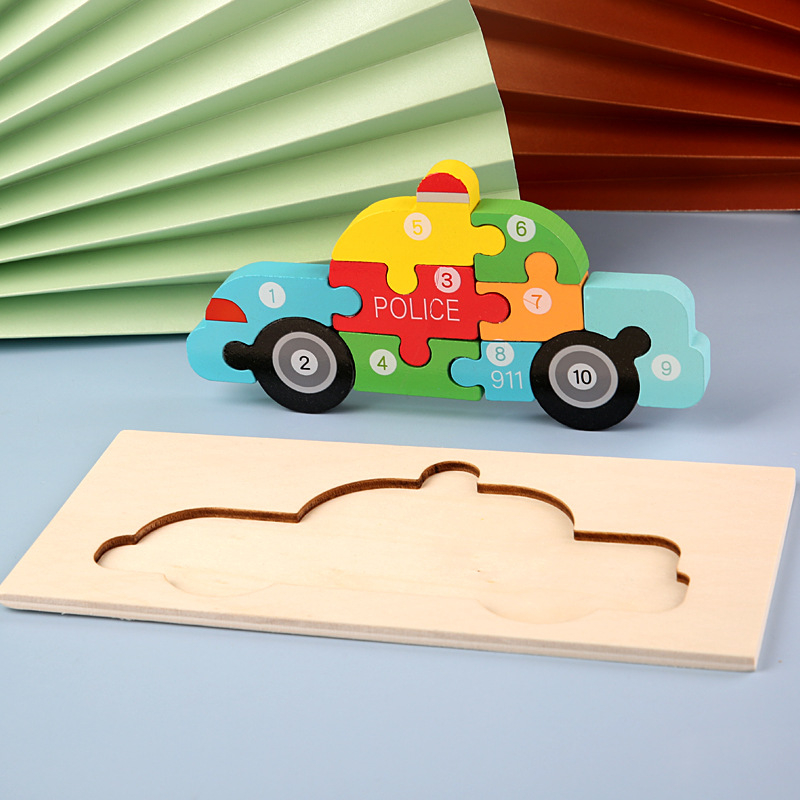 Drveni 3D puzzle s kopčom – edukativna igračka za djecu 4–6 godina, blister pakiranje