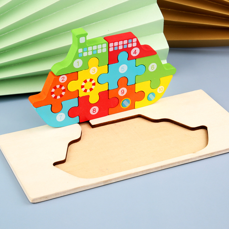 Drveni 3D puzzle s kopčom – edukativna igračka za djecu 4–6 godina, blister pakiranje