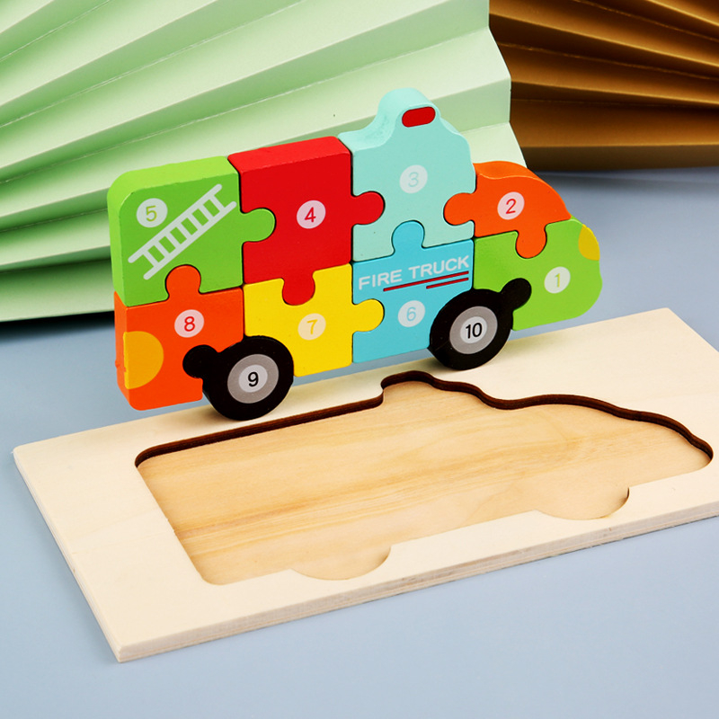 Drveni 3D puzzle s kopčom – edukativna igračka za djecu 4–6 godina, blister pakiranje