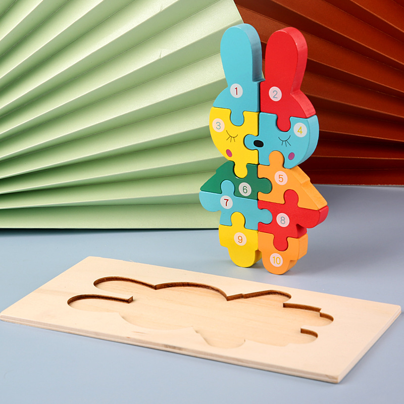Drveni 3D puzzle s kopčom – edukativna igračka za djecu 4–6 godina, blister pakiranje