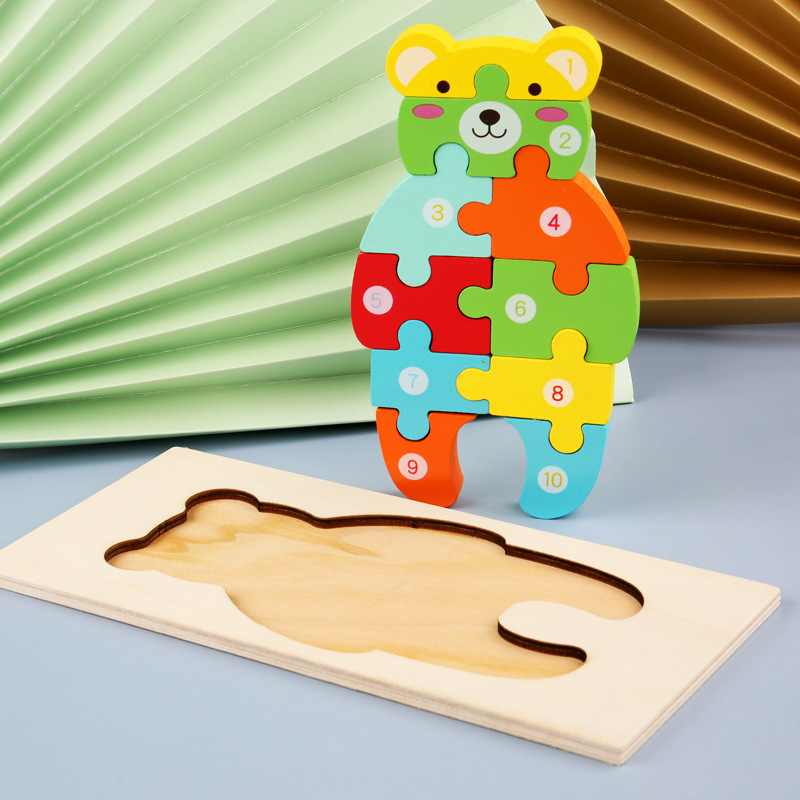 Drveni 3D puzzle s kopčom – edukativna igračka za djecu 4–6 godina, blister pakiranje