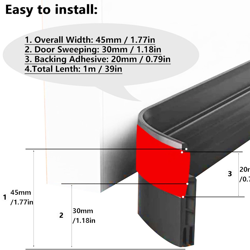 Brtva za prag vrata, model B10, visoka temperatura, otpornost na habanje, otpornost na koroziju, brtvi, štiti od prašine, vode i vjetra