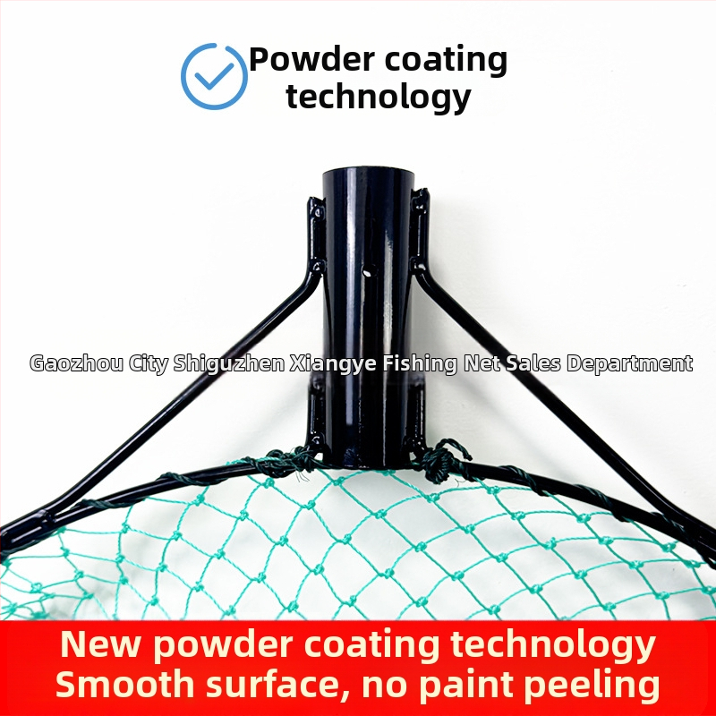 Глава на риболовна мрежа със спрей-покритие, твърда конструкция, интегриран пръстен и ръчно тъкана мрежеста торба