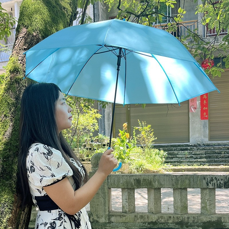 Ομπρέλα διαφήμισης με μακριά λαβή και λογότυπο, κάλυμμα από πλαστικό 210T, 8 μεταλλικά τόξα από σίδηρο, άξονας από ατσάλι, αυτόματη έναρξη ανοίγματος