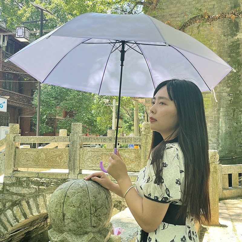 Ομπρέλα διαφήμισης με μακριά λαβή και λογότυπο, κάλυμμα από πλαστικό 210T, 8 μεταλλικά τόξα από σίδηρο, άξονας από ατσάλι, αυτόματη έναρξη ανοίγματος