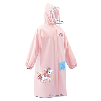 Detská pláštenka na dažď s EVA materiálom, so školským batohom, opakovane použiteľná, s potlačou loga