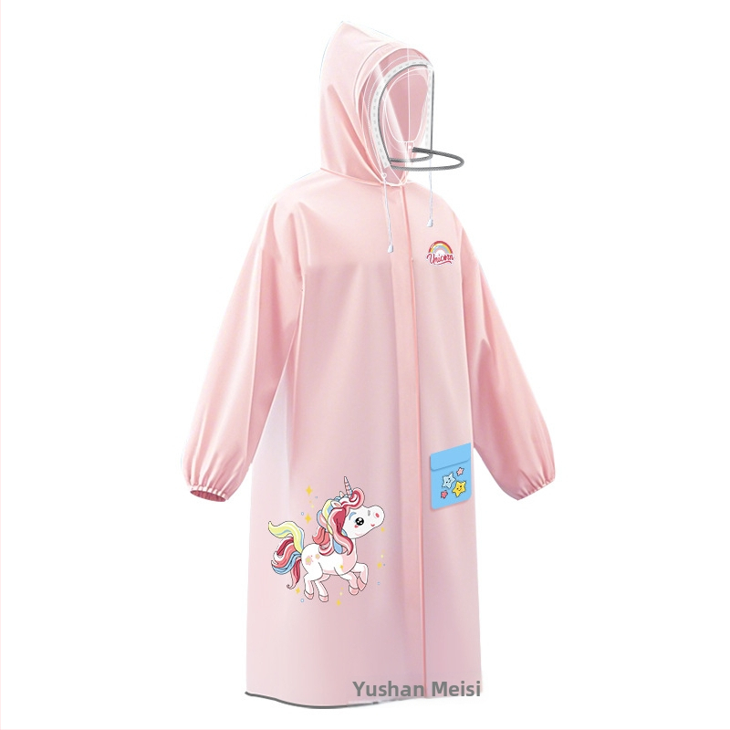 Detská pláštenka na dažď s EVA materiálom, so školským batohom, opakovane použiteľná, s potlačou loga