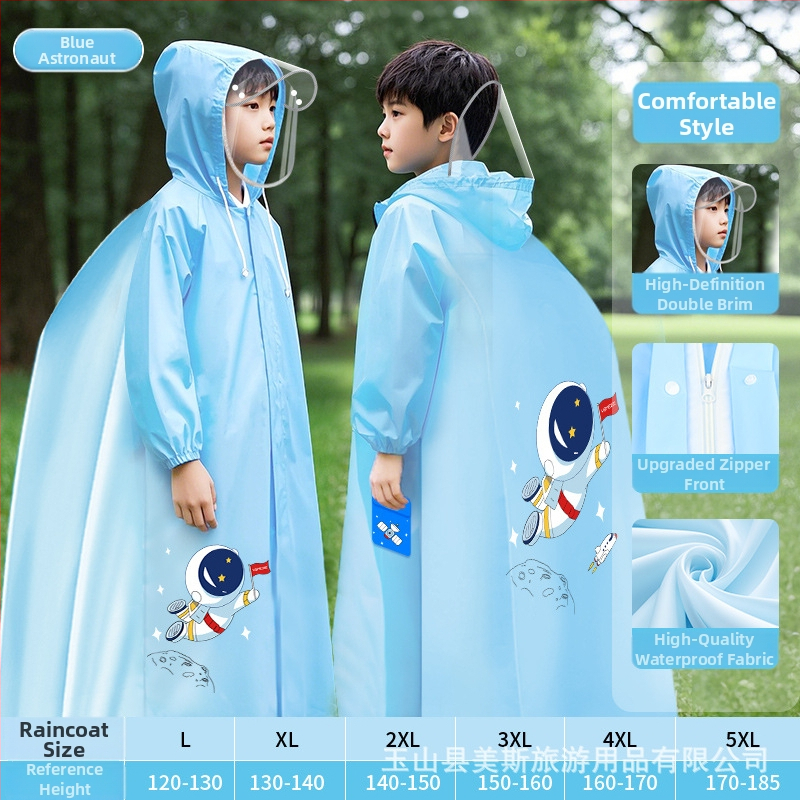 Detská pláštenka na dažď s EVA materiálom, so školským batohom, opakovane použiteľná, s potlačou loga