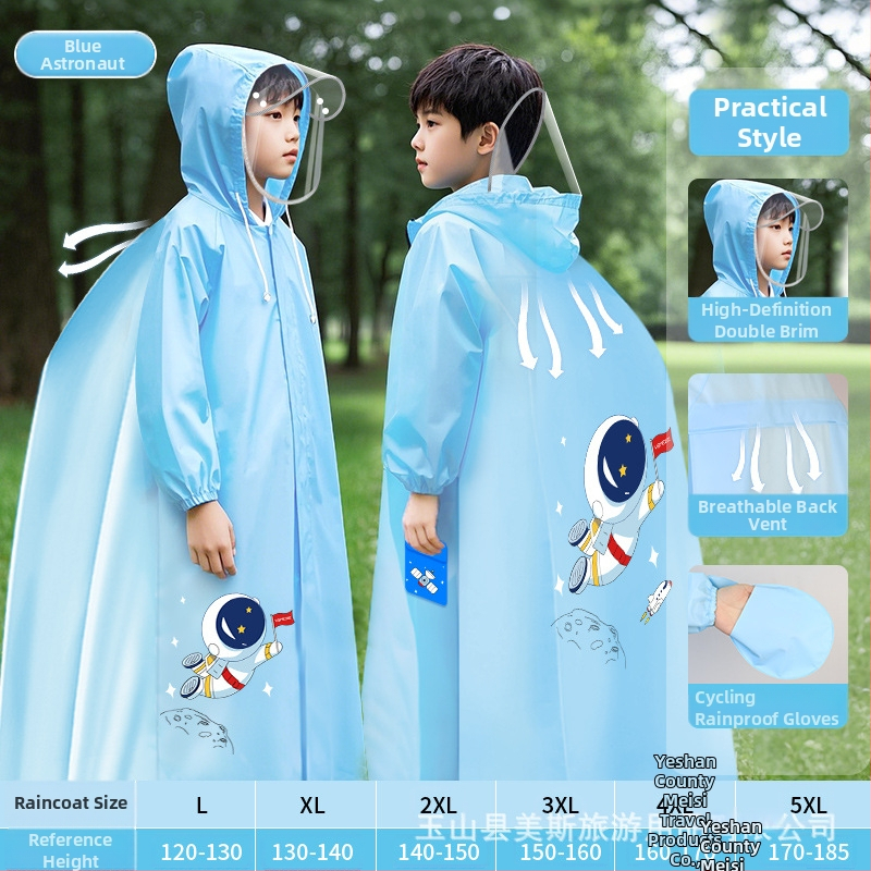 Detská pláštenka na dažď s EVA materiálom, so školským batohom, opakovane použiteľná, s potlačou loga