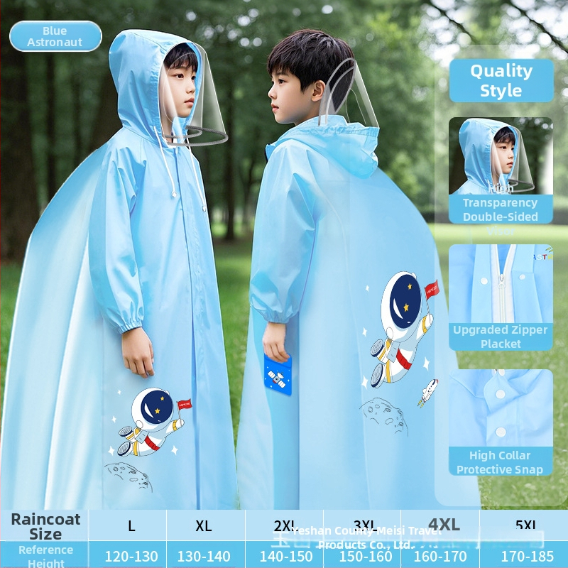 Detská pláštenka na dažď s EVA materiálom, so školským batohom, opakovane použiteľná, s potlačou loga