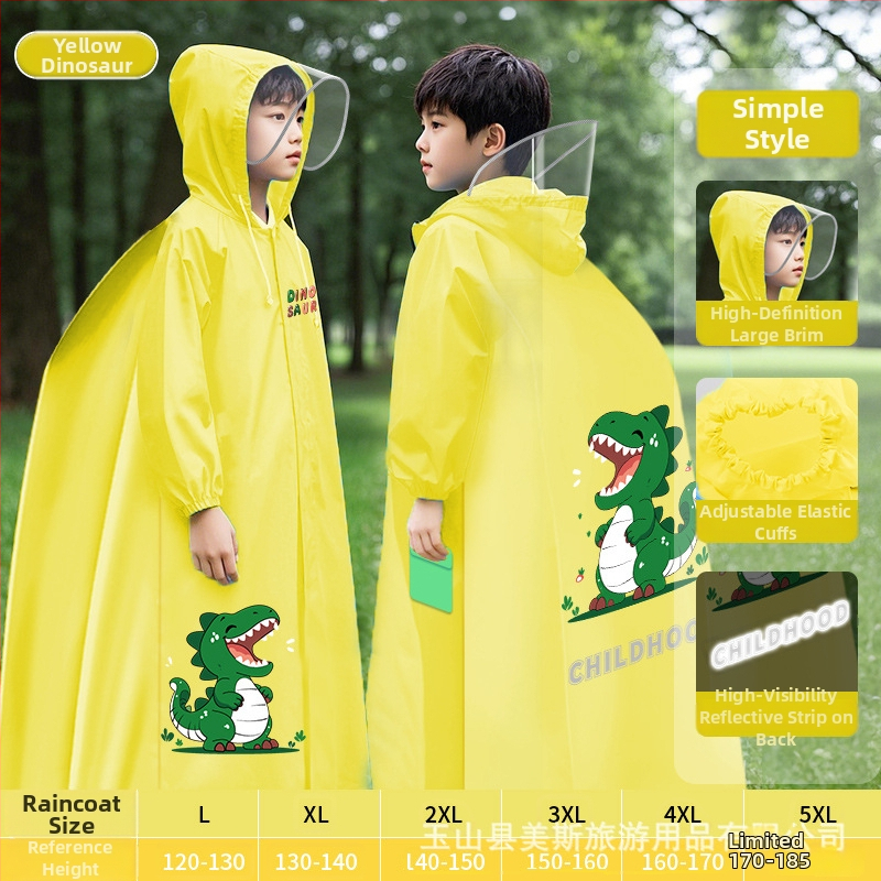 Detská pláštenka na dažď s EVA materiálom, so školským batohom, opakovane použiteľná, s potlačou loga