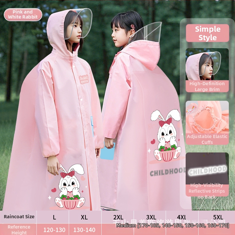 Detská pláštenka na dažď s EVA materiálom, so školským batohom, opakovane použiteľná, s potlačou loga