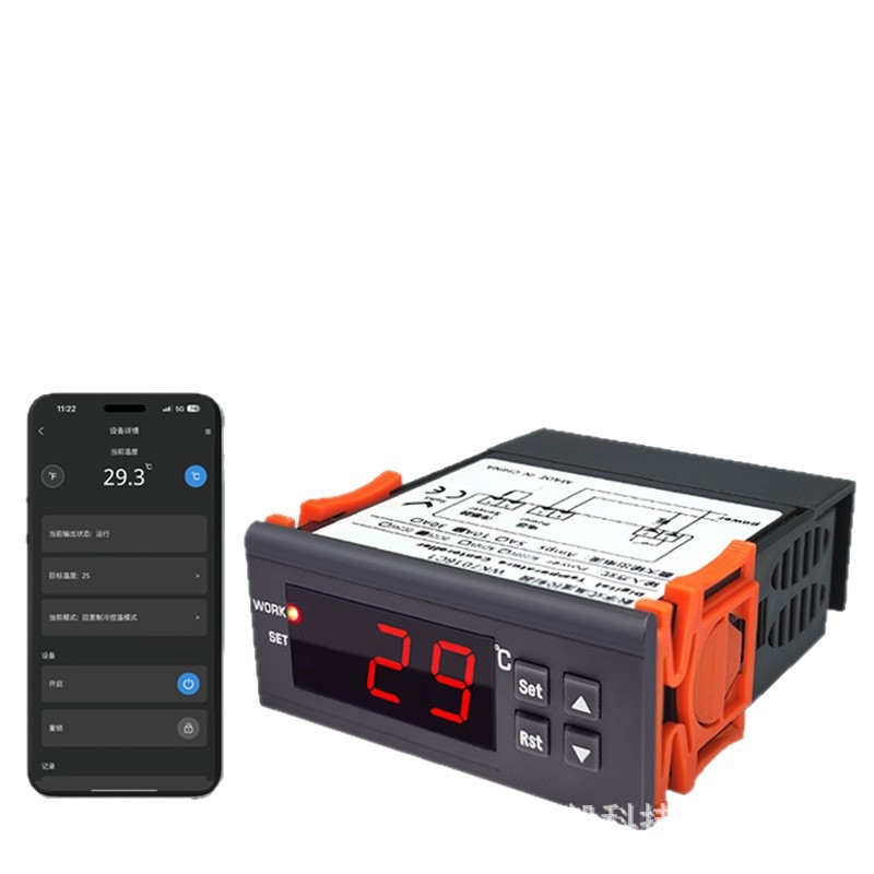 Beépített digitális WiFi termosztát fűtés-hűtéshez - ipari fagyasztó hőmérséklet-vezérlő kapcsoló, panelbe szerelve, 110-220V