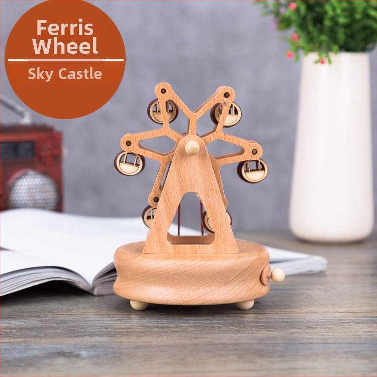 Drevená hudobná skrinka, bukové drevo, polo ručná výroba, dizajn Parížskej veže, domáce dekorácie, darček na svadbu a narodeniny