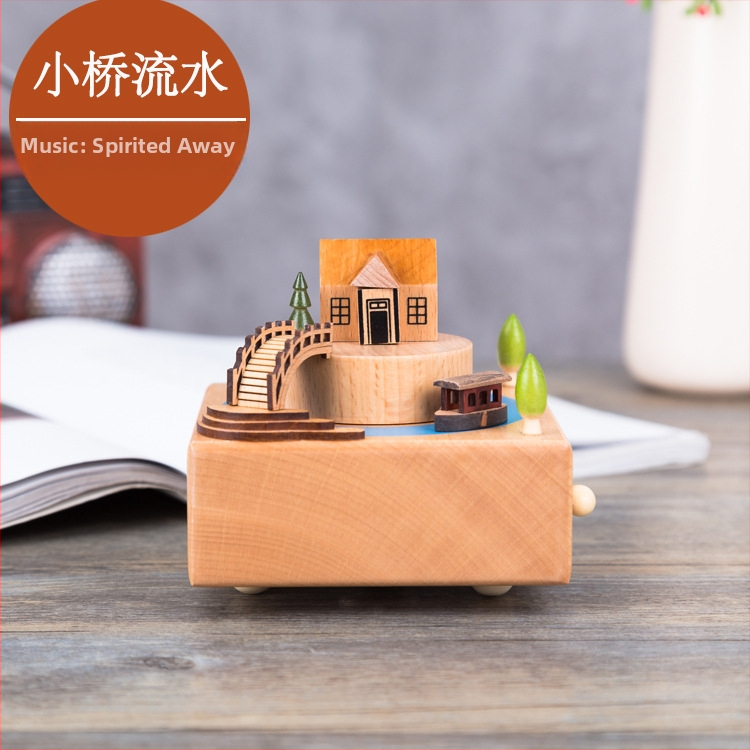 Drevená hudobná skrinka, bukové drevo, polo ručná výroba, dizajn Parížskej veže, domáce dekorácie, darček na svadbu a narodeniny