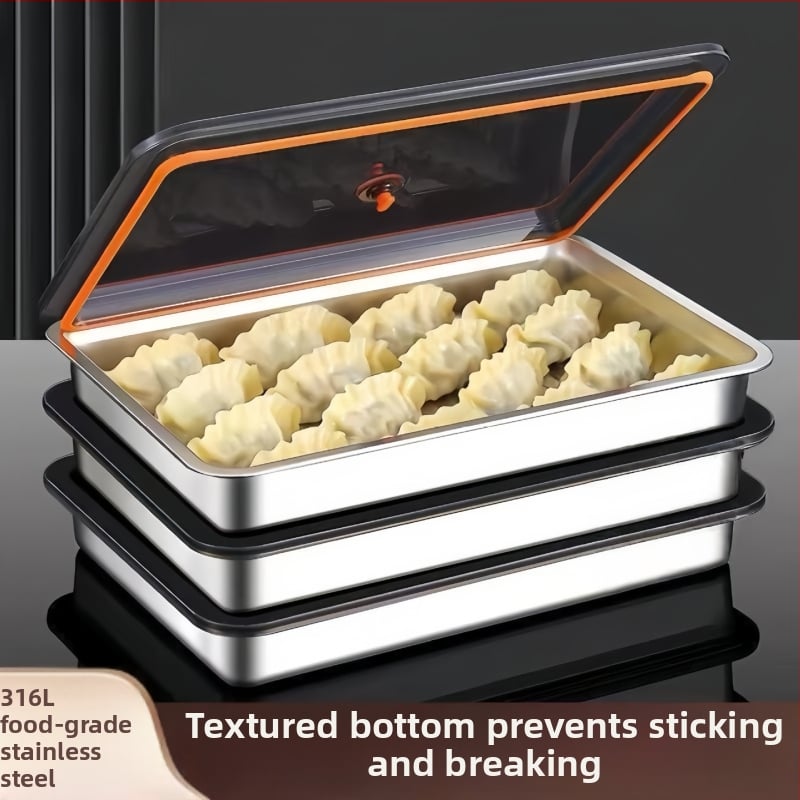 316 rozsdamentes acél gombócfagyasztó doboz, élelmiszer-minőség, gyorsfagyasztás, hűtőben tárolható