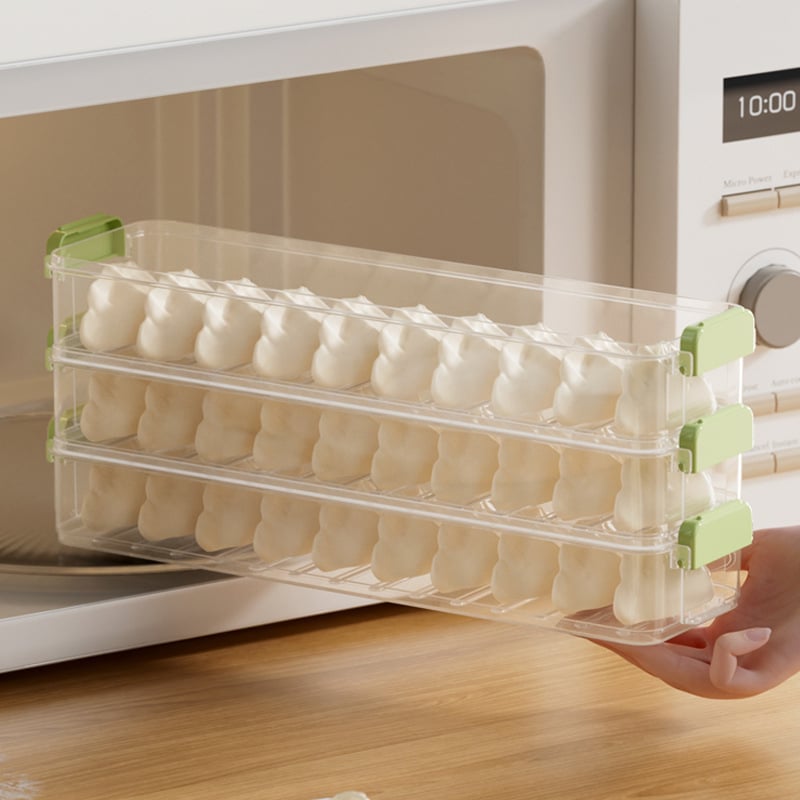 Többszintes dumplings tároló időzítővel – műanyagból, egyszerű stílus, alkalmas hűtőre és fagyasztóra