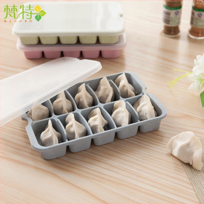 Műanyag dumpling tároló doboz a hűtőhöz – egyszerű stílus, gyorsfagyasztó rekesz, mikrokazőben melegítés