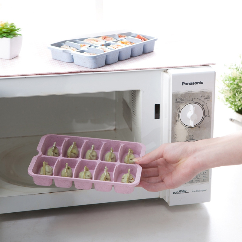 Műanyag dumpling tároló doboz a hűtőhöz – egyszerű stílus, gyorsfagyasztó rekesz, mikrokazőben melegítés