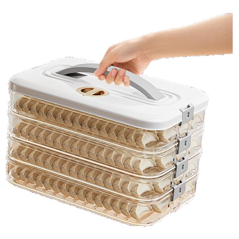 Fagyasztóhoz való dumpling doboz – emelt és vastag kivitel, műanyag, egyszerű stílus, márka nélküli