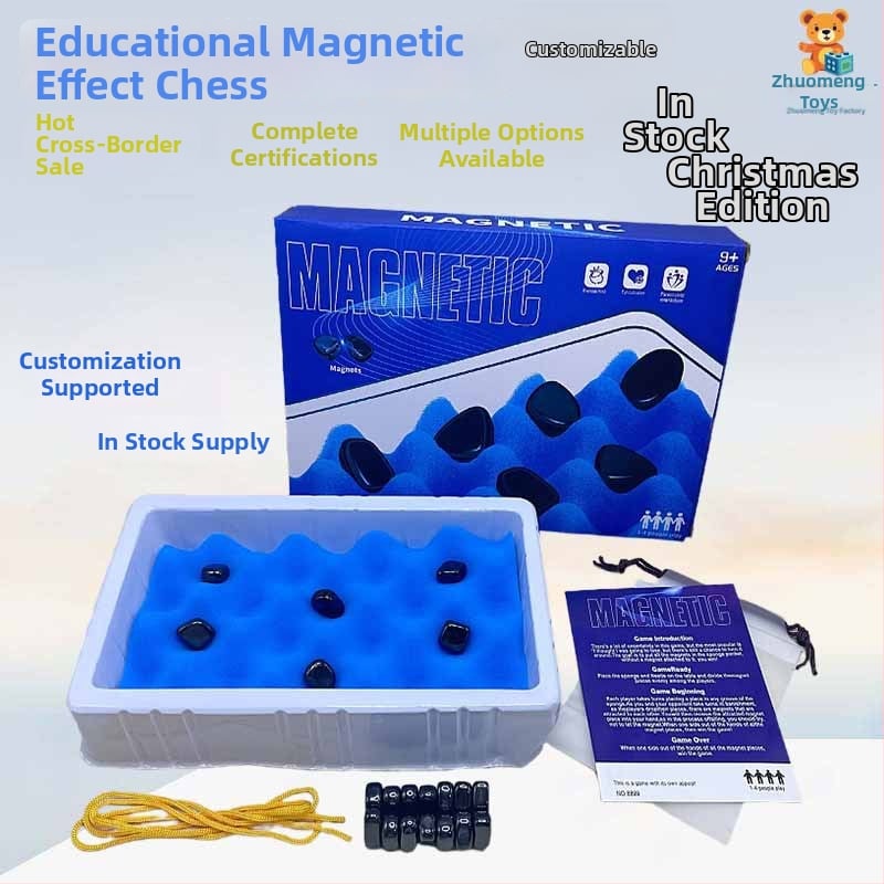 Magnetna šahovska slagalica igra za djecu – interaktivna stolna igra za logičko razmišljanje, magnetski kamen, prilagodljiva, uzrast 4–14
