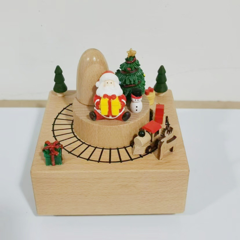 Drevená hudobná škatuľka pre deti, ručne vyrobená, moderný minimalistický štýl, možnosť potlače loga, karusel s tancujúcou dievčaťom.