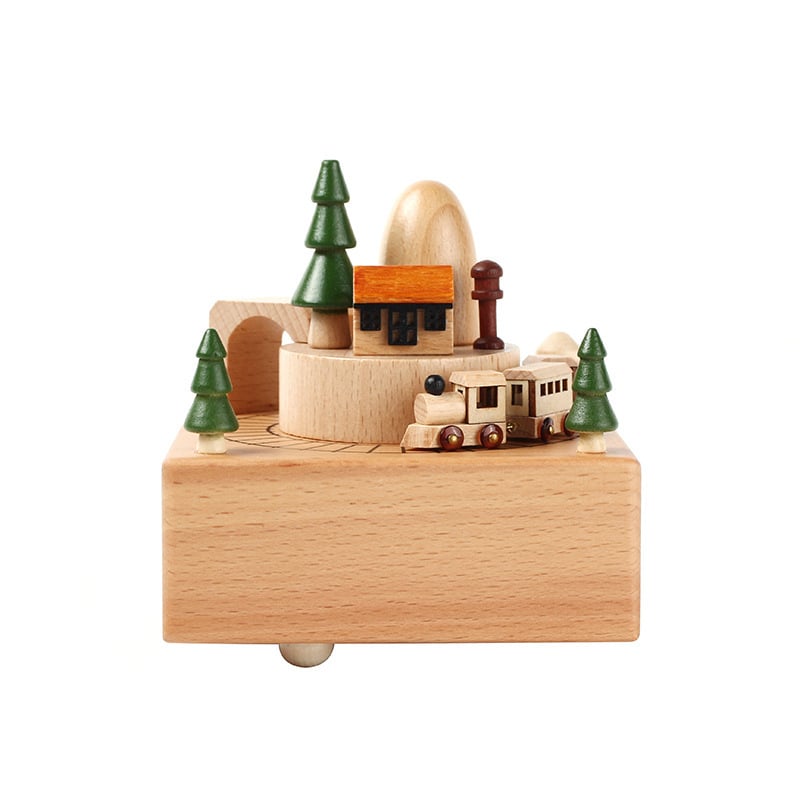 Drevená hudobná škatuľka pre deti, ručne vyrobená, moderný minimalistický štýl, možnosť potlače loga, karusel s tancujúcou dievčaťom.