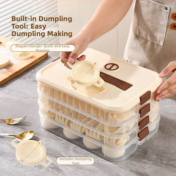 Meiqile Kontajner na skladovanie knedlí — potravinársky plast, krémový ľahký luxusný štýl