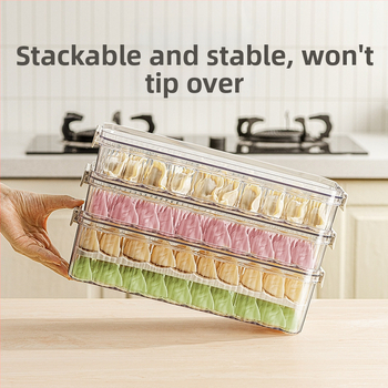 Dumpling fagyasztó doboz, élelmiszer-minőségű műanyag, zárt frissesség, egyszerű kialakítás