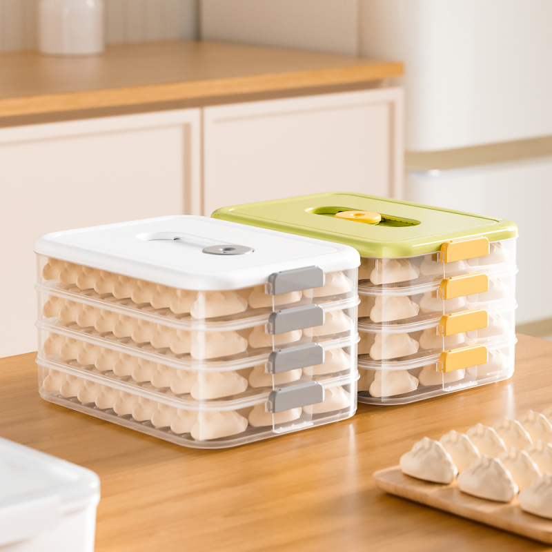 Kutija za skladištenje dumplinga od plastike za hranu, s tajmerom za svježinu, modularna i složiva, za kuhinju i hladnjak (Model 20260123H)