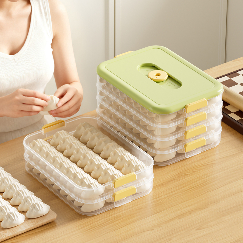 Kutija za skladištenje dumplinga od plastike za hranu, s tajmerom za svježinu, modularna i složiva, za kuhinju i hladnjak (Model 20260123H)