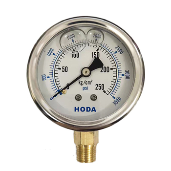 HODA Šok-otporn tlakometar YN-60, kućište od nehrđajućeg čelika, raspon mjerenja 10, navoj 1/4, točnost 2,5