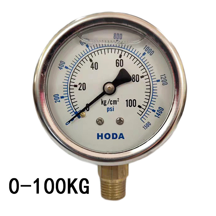 HODA Šok-otporn tlakometar YN-60, kućište od nehrđajućeg čelika, raspon mjerenja 10, navoj 1/4, točnost 2,5