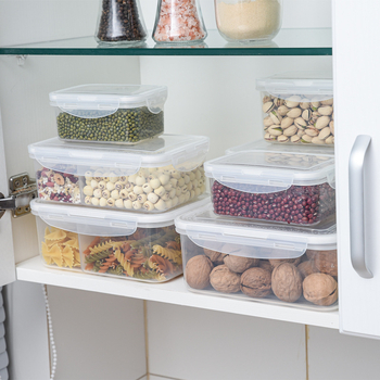 Plastična kutija za čuvanje hrane za hladnjak — kvadratnog oblika, PP + silikagel, pogodna za mikrovalnu pećnicu, kapacitet 301–500 ml ili 501–800 ml