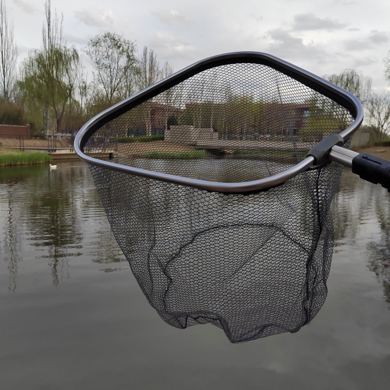 Cap de plasă din aliaj de aluminiu, retractabil, cu tijă telescopică și plasă cu ochiuri groase