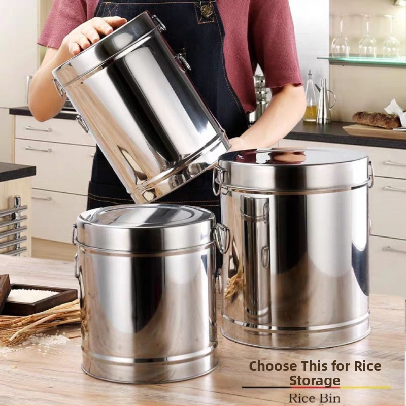 Μεταλλικός κάδος αποθήκευσης ρυζιού, ανθεκτικός στην υγρασία, χωρητικότητα κάτω από 4 λίτρα, απλός σχεδιασμός