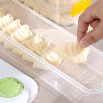 Домашна многоетажна кутия за съхранение на пелмени, хранителен клас, за хладилник, запечатана с капак; материали: корпус PP, капак PP, дръжка PE