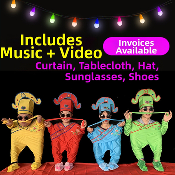 Πλήρες σετ χορευτικών κοστουμιών με εξοπλισμό για τέσσερις ερμηνευτές, Shengmingda flat ύφασμα, unisex, Χειμώνας 2023