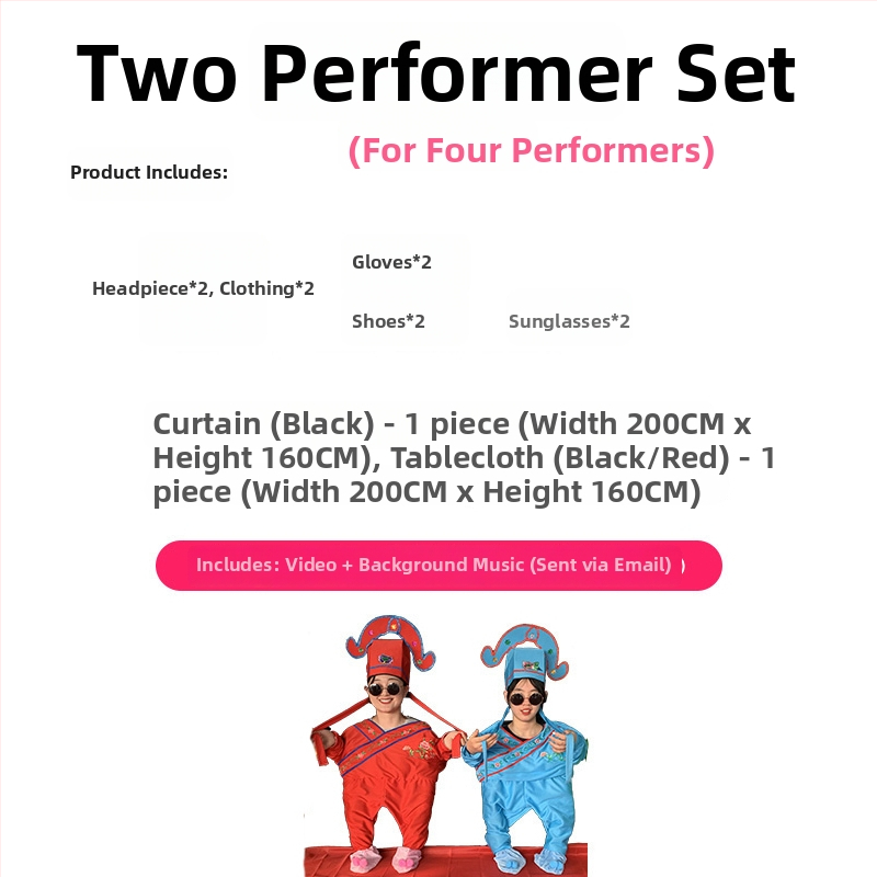 Πλήρες σετ χορευτικών κοστουμιών με εξοπλισμό για τέσσερις ερμηνευτές, Shengmingda flat ύφασμα, unisex, Χειμώνας 2023