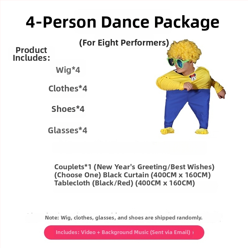 Πλήρες σετ χορευτικών κοστουμιών με εξοπλισμό για τέσσερις ερμηνευτές, Shengmingda flat ύφασμα, unisex, Χειμώνας 2023