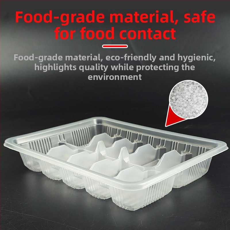 Jednorázová krabička na knedľu s deliacimi priestormi, hrubý plast, s poklopom, ekologická