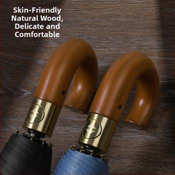 Ομπρέλα από ξύλο με καμπύλη λαβή, αυτόματη λειτουργία ανοίγματος/κλεισίματος, 10 ακτίνες, ύφασμα 210T, δυνατότητα εκτύπωσης λογότυπου