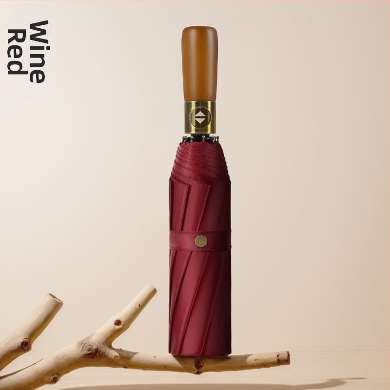 Ομπρέλα από ξύλο με καμπύλη λαβή, αυτόματη λειτουργία ανοίγματος/κλεισίματος, 10 ακτίνες, ύφασμα 210T, δυνατότητα εκτύπωσης λογότυπου