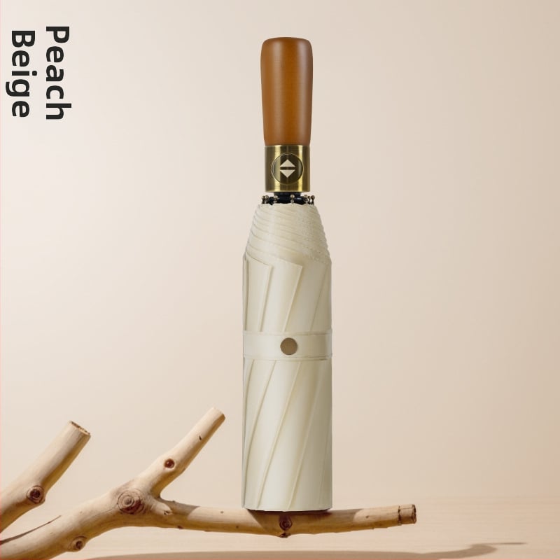 Ομπρέλα από ξύλο με καμπύλη λαβή, αυτόματη λειτουργία ανοίγματος/κλεισίματος, 10 ακτίνες, ύφασμα 210T, δυνατότητα εκτύπωσης λογότυπου