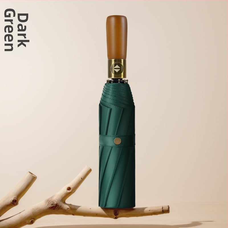 Ομπρέλα από ξύλο με καμπύλη λαβή, αυτόματη λειτουργία ανοίγματος/κλεισίματος, 10 ακτίνες, ύφασμα 210T, δυνατότητα εκτύπωσης λογότυπου