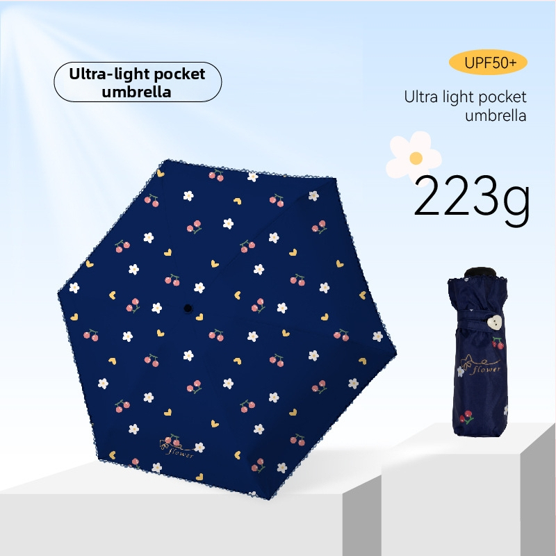 Sklopivi kišobran za kišu i sunce, ultra lagani kapsulni kišobran, 6 rebara, EVA drška, čelični šaft, UV zaštita UPF>50