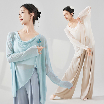 Γυναικείο τοπ για σύγχρονο χορό – μακρύ μανίκι, ελαστικό δίχτυ, διαμόρφωση σώματος, πολυεστέρας 92% / σπάντεξ 8% επένδυση