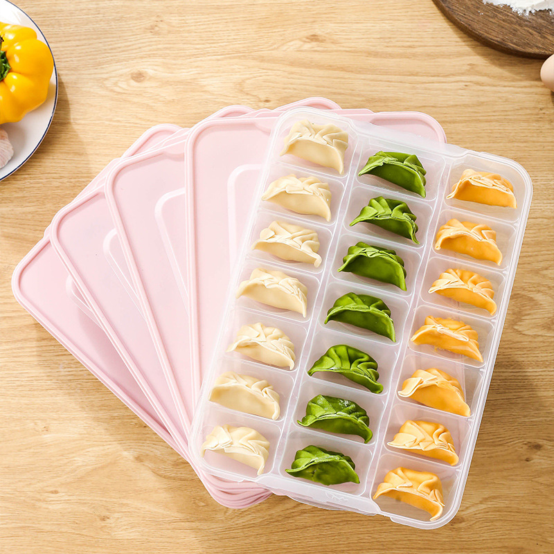 Dumpling tároló doboz, nagy kapacitású, élelmiszer-minőségű, fagyasztott gombócok hűtőszekrényben való tárolására