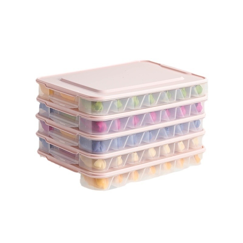 Dumpling tároló doboz, nagy kapacitású, élelmiszer-minőségű, fagyasztott gombócok hűtőszekrényben való tárolására