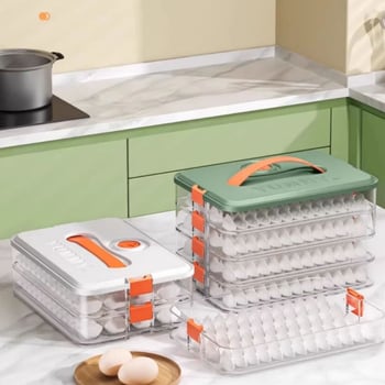 Dumpling tároló doboz Yyx-x, műanyag, egyszerű kialakítás, fagyasztóval zárható, többszintű konyhai tároló